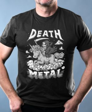 Death metal unicorn,bílý tisk