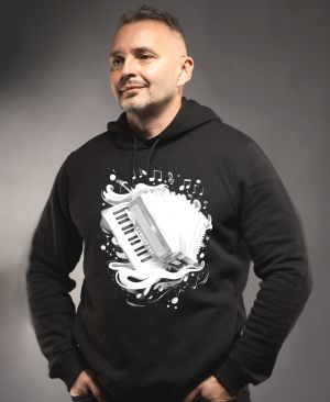 Dechovka, akordeon, bílý potisk