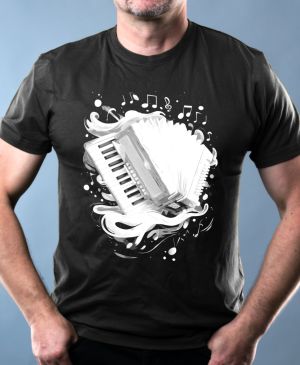 Dechovka, akordeon, bílý potisk