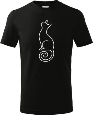 Divoká linie kočka, bílý potisk