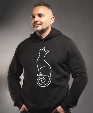 Divoká linie kočka, bílý potisk