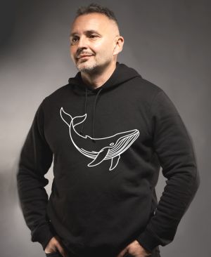 Divoká linie velryba, bílý potisk