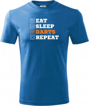 Eat, sleep, darts, repeat. Bílý a oranžový tisk