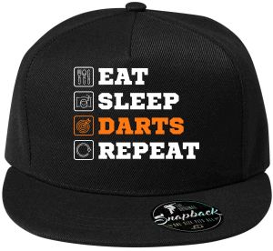 Eat, sleep, darts, repeat. Bílý a oranžový tisk