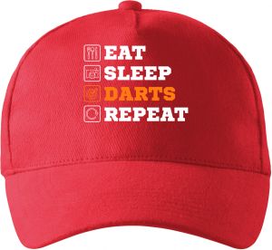 Eat, sleep, darts, repeat. Bílý a oranžový tisk