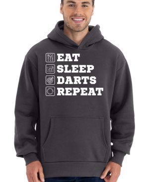 Eat, sleep, darts, repeat. Bílý tisk