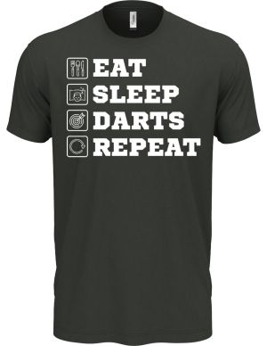 Eat, sleep, darts, repeat. Bílý tisk