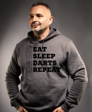 Eat, sleep, darts, repeat. Černý tisk