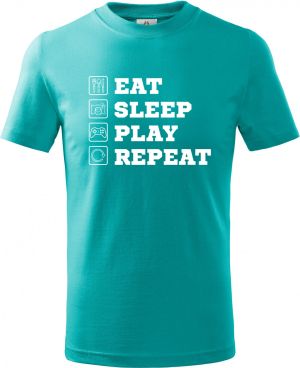 Eat Sleep Play Repeat - bílý tisk