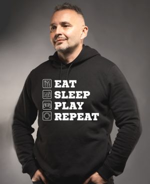 Eat Sleep Play Repeat - bílý tisk