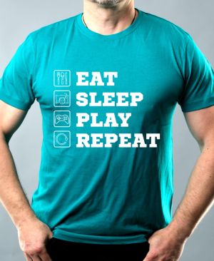 Eat Sleep Play Repeat - bílý tisk