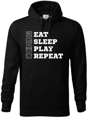 Eat Sleep Play Repeat - bílý tisk