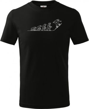 Evoluce snowboard, bílý tisk