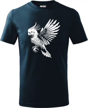 Exotický geo-pták, bílý potisk