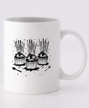 Exploze cupcake, černý tisk