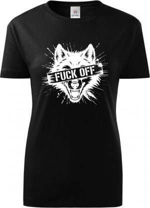 Fuck off vlk, bílý tisk