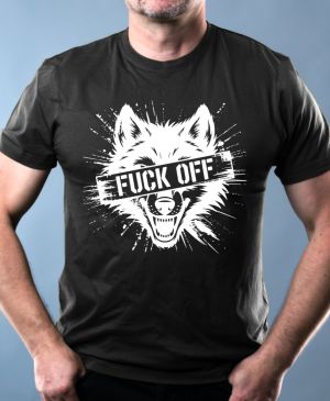 Fuck off vlk, bílý tisk