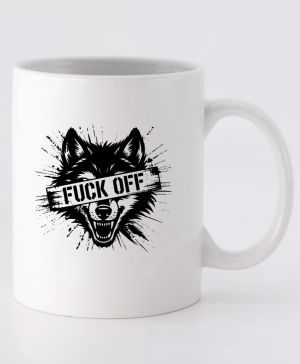 Fuck off vlk, černý tisk