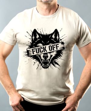 Fuck off vlk, černý tisk