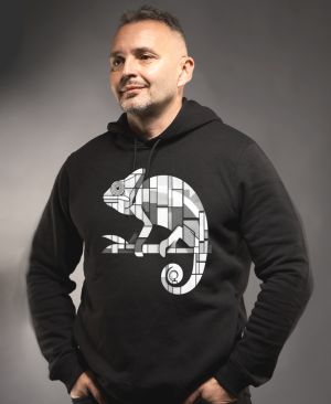 Geometrický chameleon, bílý potisk