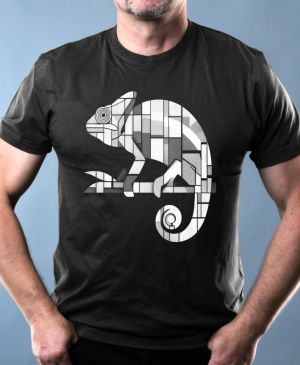 Geometrický chameleon, bílý potisk