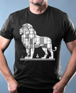 Geometrický lev, bílý potisk