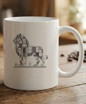 Geometrický lev, černý potisk