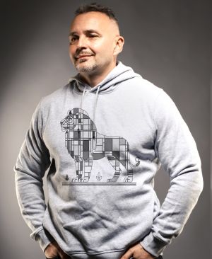 Geometrický lev, černý potisk