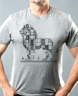 Geometrický lev, černý potisk