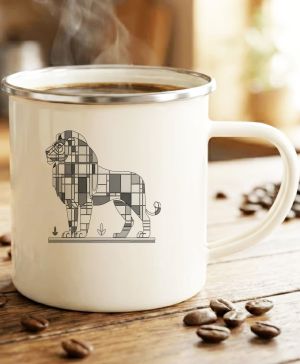 Geometrický lev, černý potisk