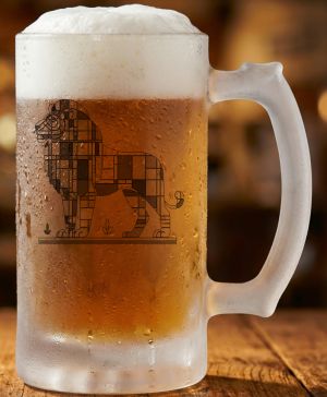 Geometrický lev, černý potisk