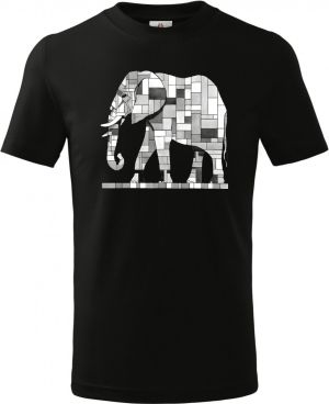Geometrický slon, bílý potisk