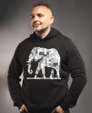 Geometrický slon, bílý potisk