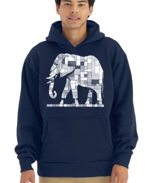 Geometrický slon, bílý potisk