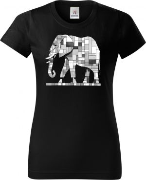 Geometrický slon, bílý potisk