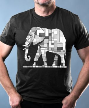 Geometrický slon, bílý potisk