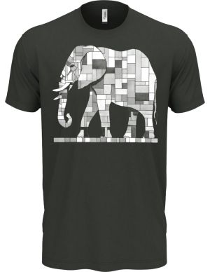 Geometrický slon, bílý potisk