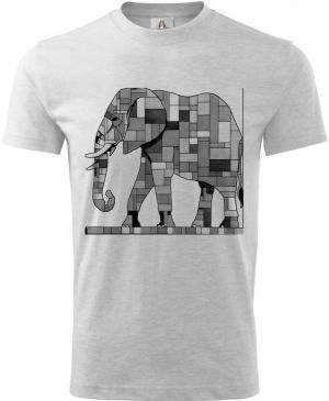 Geometrický slon, černý potisk