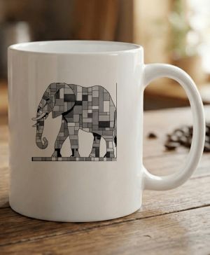 Geometrický slon, černý potisk
