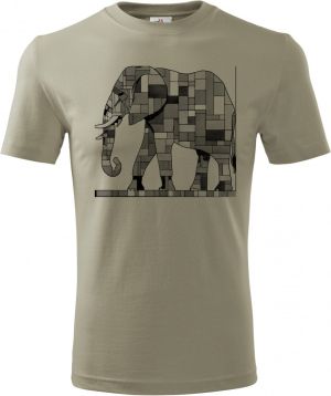 Geometrický slon, černý potisk