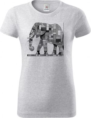 Geometrický slon, černý potisk