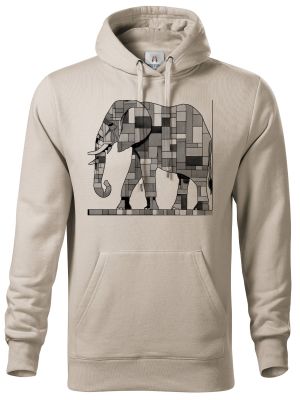 Geometrický slon, černý potisk