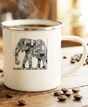Geometrický slon, černý potisk