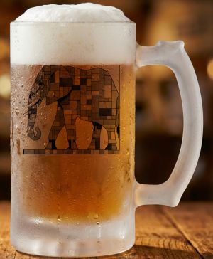 Geometrický slon, černý potisk