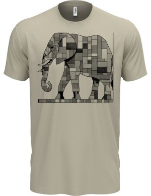 Geometrický slon, černý potisk