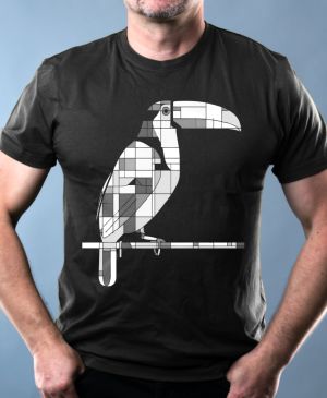 Geometrický tukan, bílý potisk