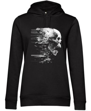 Glitch lebka, bílý tisk