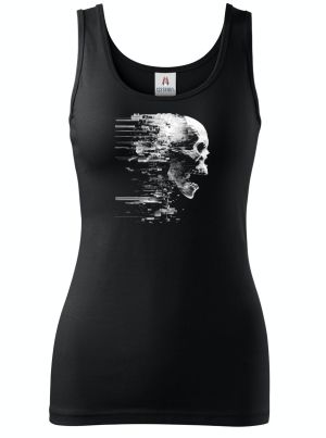 Glitch lebka, bílý tisk