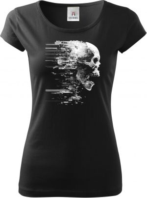 Glitch lebka, bílý tisk