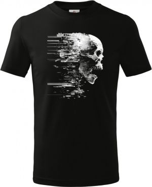 Glitch lebka, bílý tisk